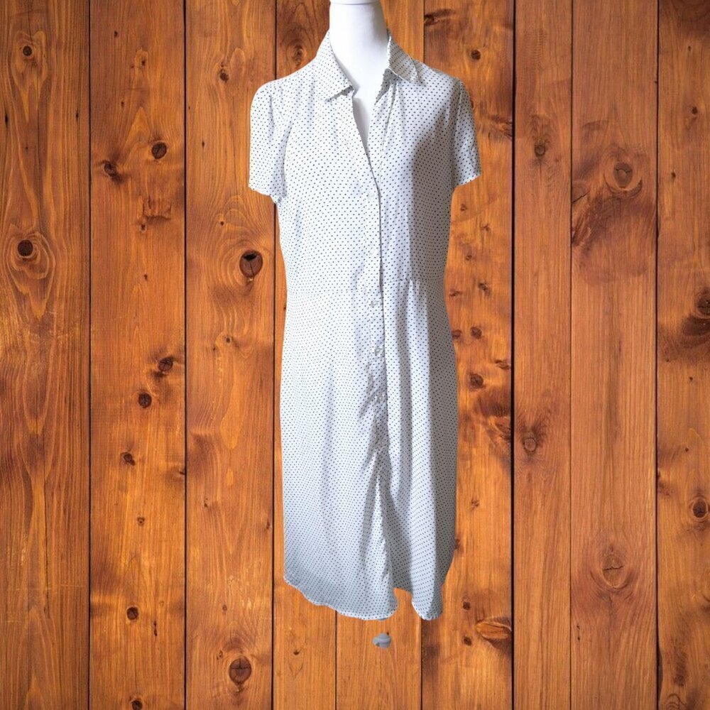 Tiana B. Size 12 Short Sleeve Button Front Collared Dress Office Geometric